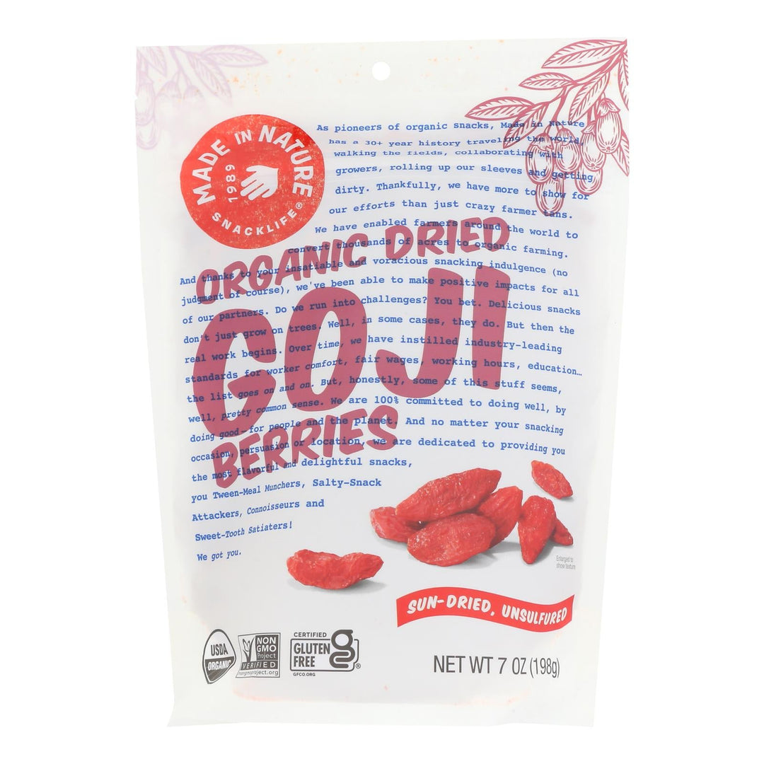 Made In Nature - Goji Berries Dried - Case Of 6 - 7 Oz - Maras Green